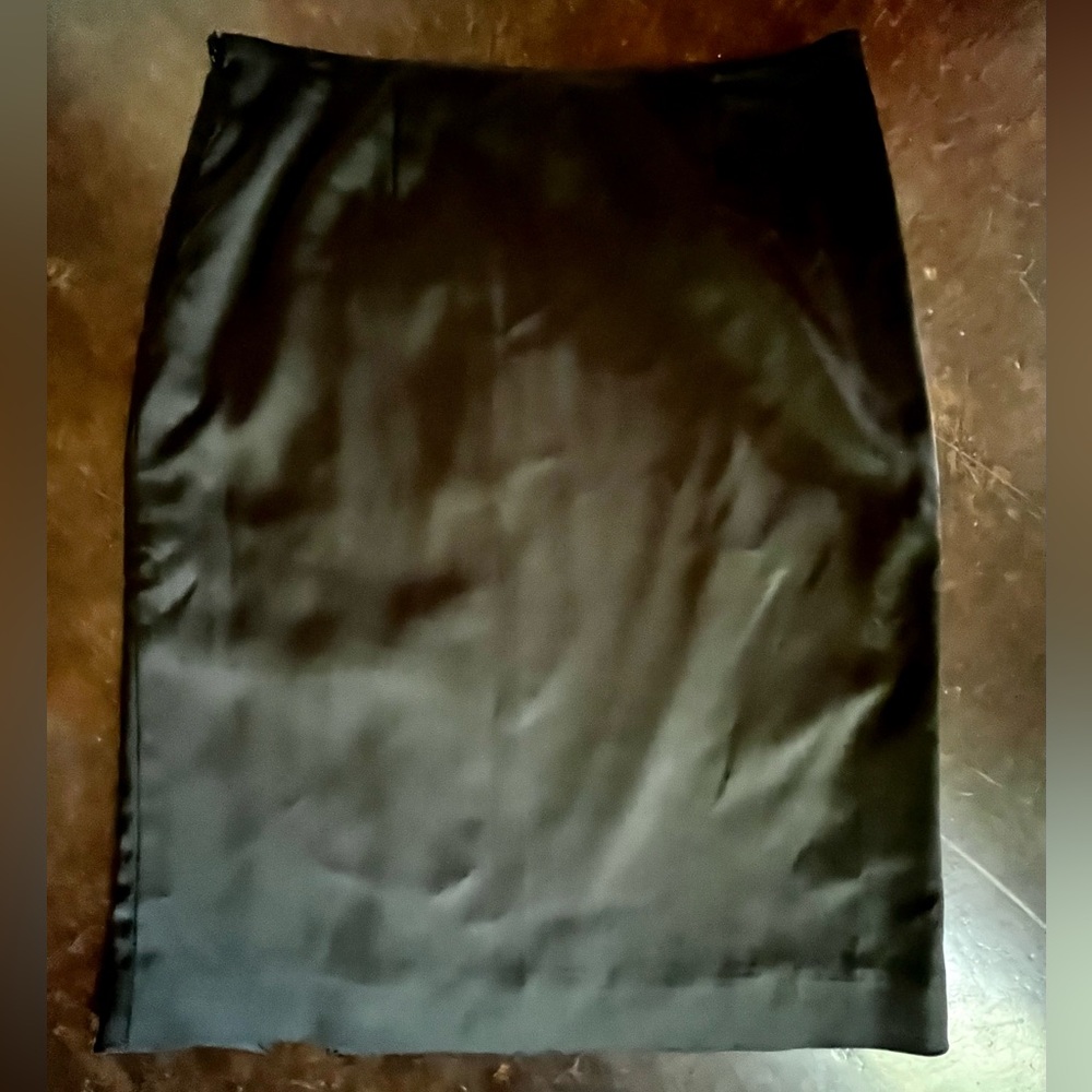 White House Black Market Heavy Lined Black Satin Skirt, 6 - Picture 2 of 14